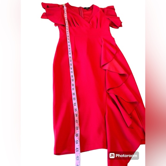 🤩 SALE Knitee Women's Deep-V Neck Ruffle Sleeves Cocktail Party Dress - Picture 4 of 6